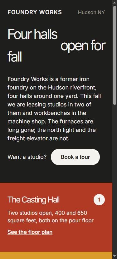 The email at phone width in dark mode