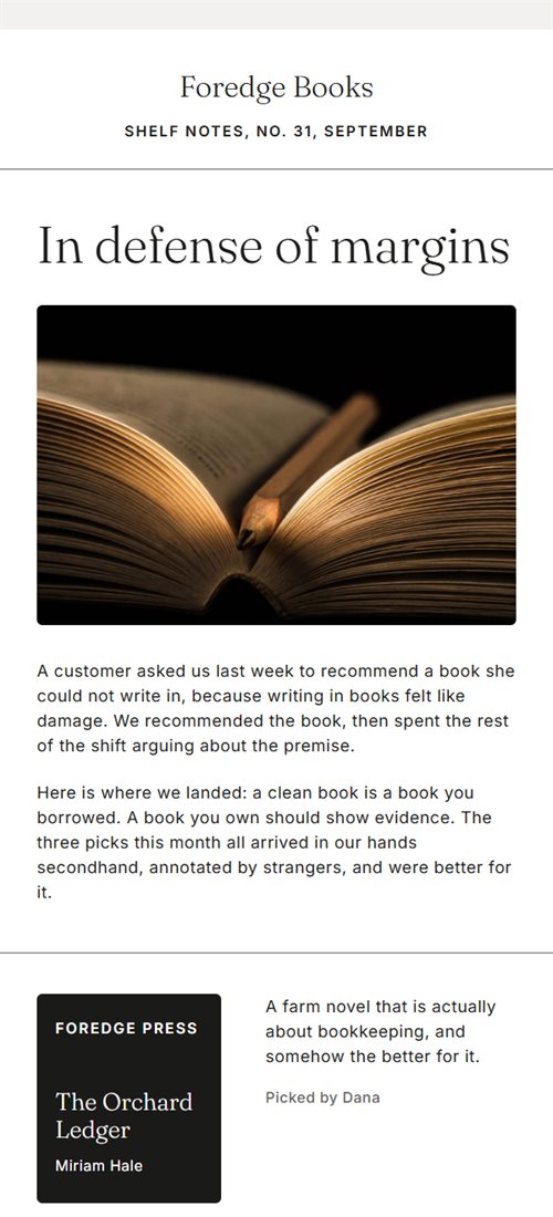 Top of the Shelf notes newsletter